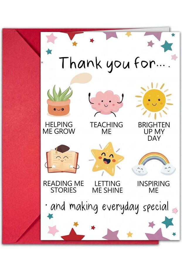 Lovely Thank You Teacher Card, Great Teacher Appreciation Gift Card, Thank You for Helping Me Grow,