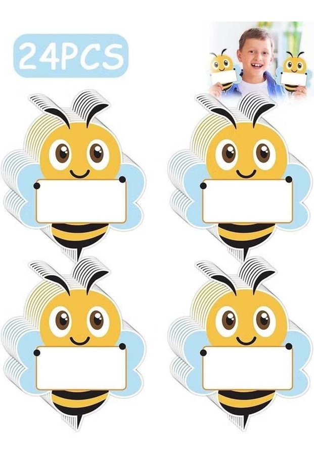 24 PCS Bumble Bee Cutouts, Cute Bee Student Name Tags, Nameplates for Kids Teacher Classroom Cubbie