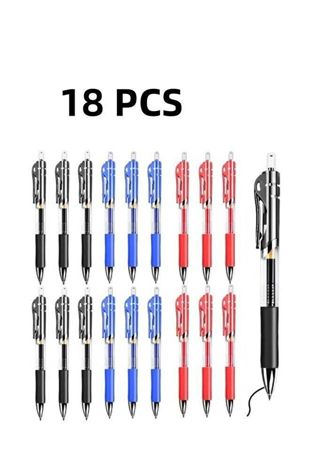 18 Pcs Retractable Ballpoint Pens,0.5 mm Medium Point Pens,Rolling Ball Refillable Pens Refillable