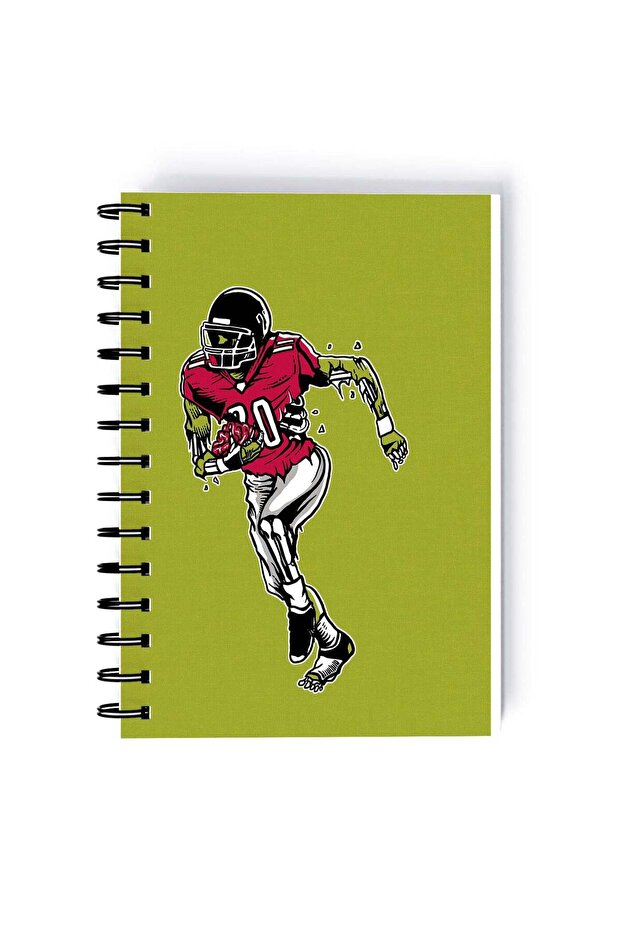 American Football Design Rectangle Spiral A5 Notebook Multicolour
