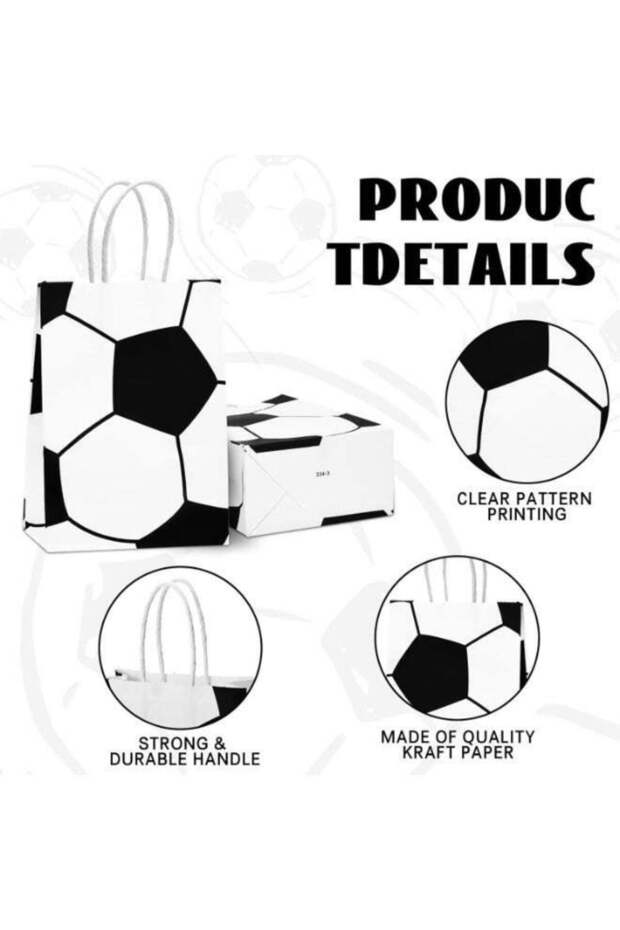 12 Pcs Soccer Party Favor Bags, Soccer Themed Party Gift Bags with Handles, Paper Gift Bags Soccer