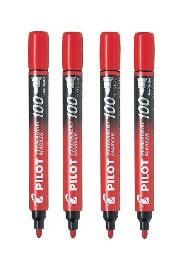 4-Piece Bullet Tip Permanent Marker Red Ink