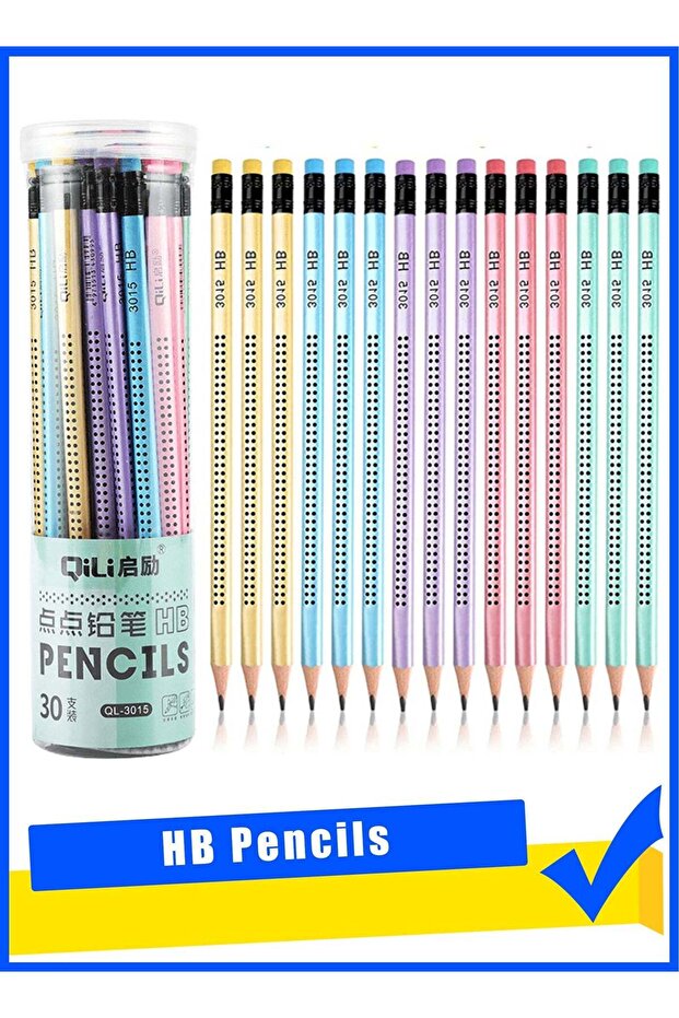 30 Pcs Wooden HB Pencils, Pre-Sharpened Graphite Pencils with Eraser, Black HB Pencils Triangle Non