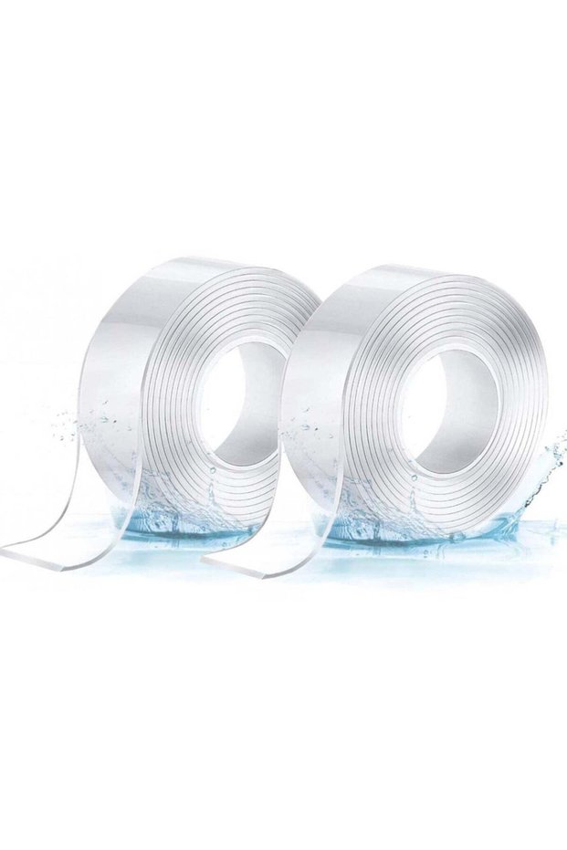 2pcs Magic Adhesive Tape Washable Waterproof Double Sided Mounting Transparent 1 M