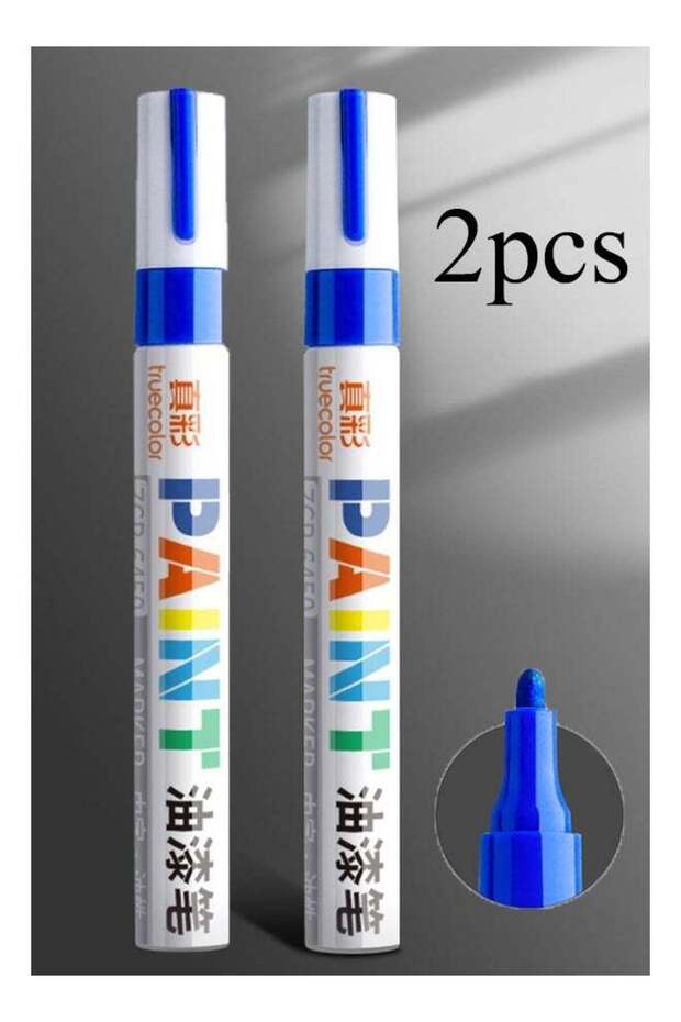 2PCS Blue Oil Based Paint Pen, Permanent Paint Marker: Quick-Dry, Waterproof Marker for Rock Painti