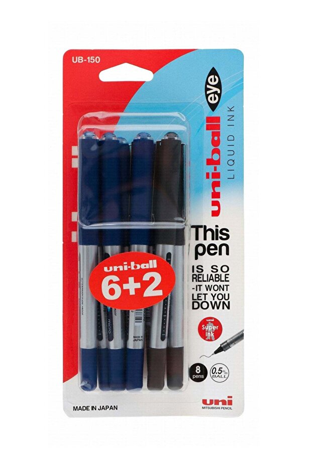 8-Piece Eye Micro Roller Pen Multicolour