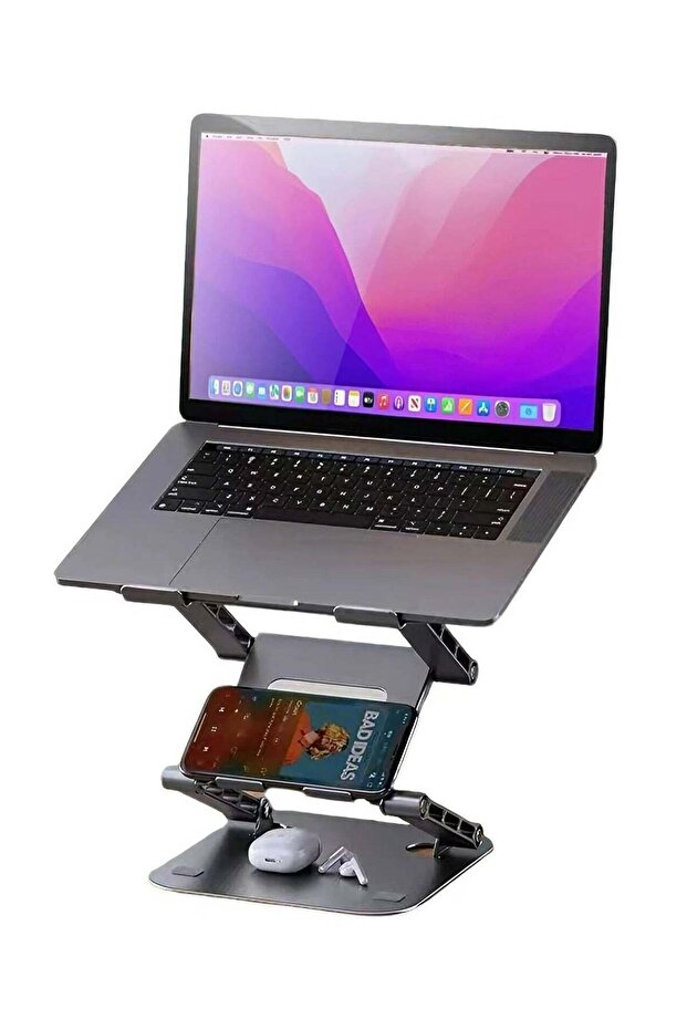 Aluminum Laptop Stand for Desk Ergonomic Sitting/Standing Laptop Riser,Foldable Laptop Holder Adjus