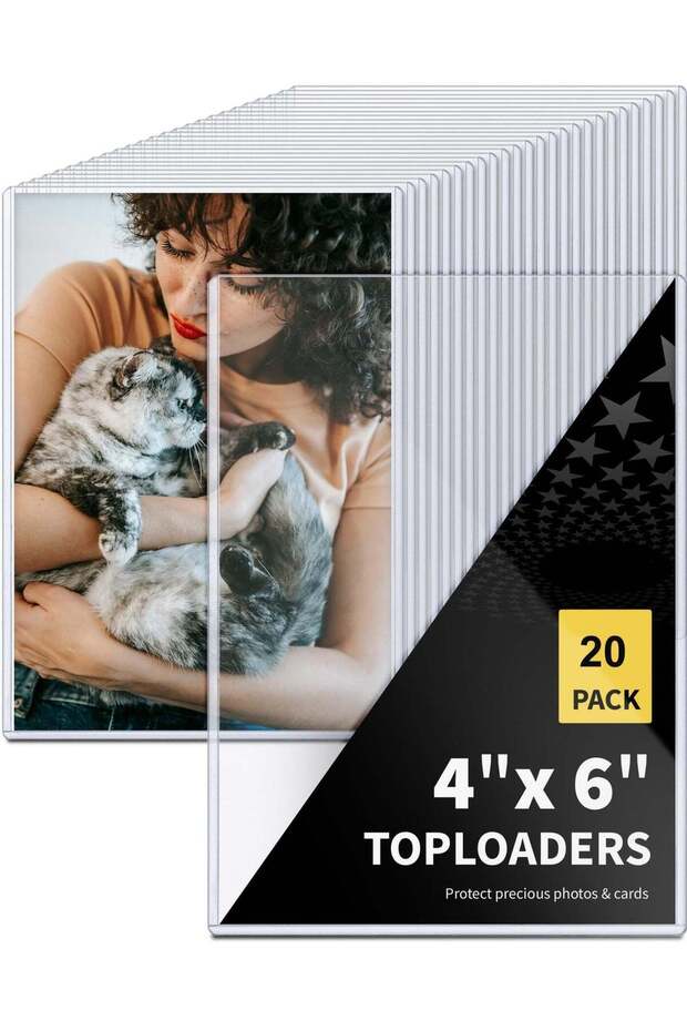 20 Pack Rigid Print Protectors, Clear Waterproof Hard Plastic Sleeves for 4" x 6" Photos, PVC Docum