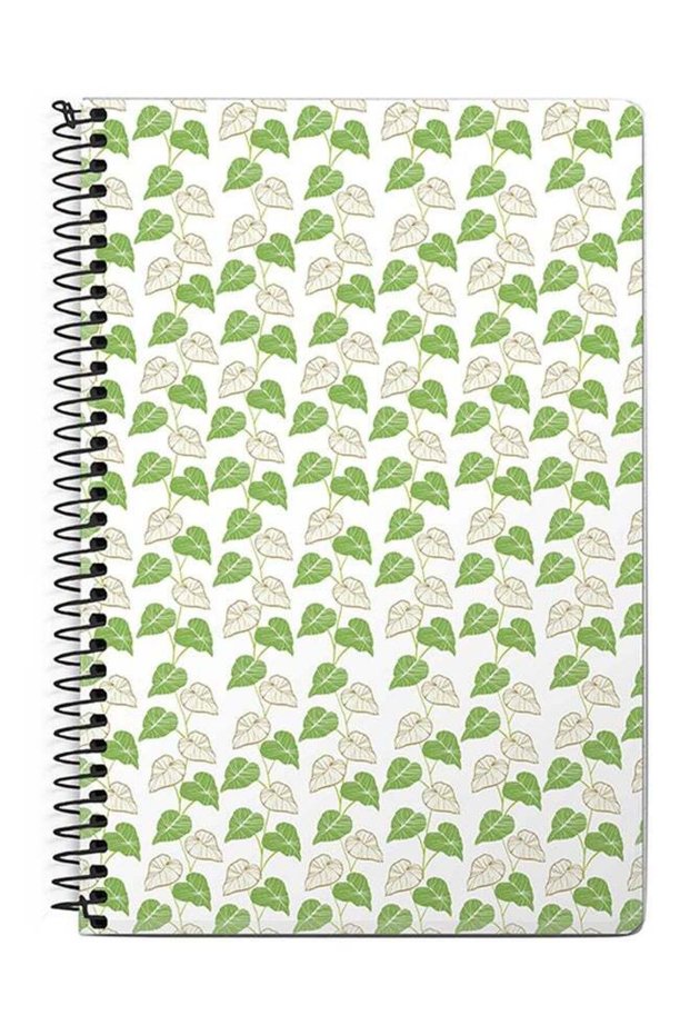 Vine Leaves A5 Spiral Notebook White/Green