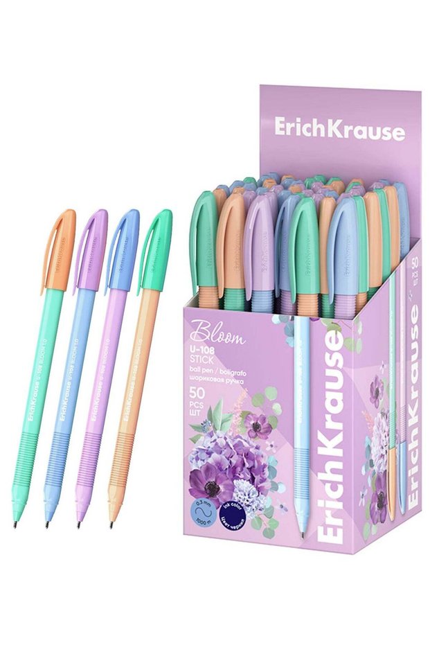 50-Piece Bloom Stick Ballpoint Pen 1.0mm Tip Blue Ink