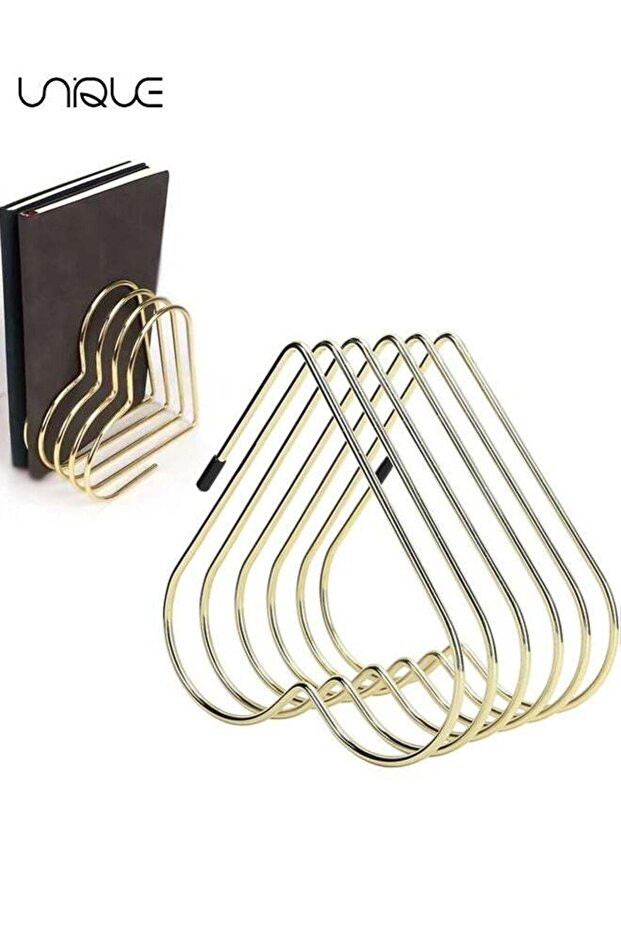 Metal Book Ends, Decorative Bookends for Shelves, Non Skid Book Holder for Bookrack Desk Books Hear
