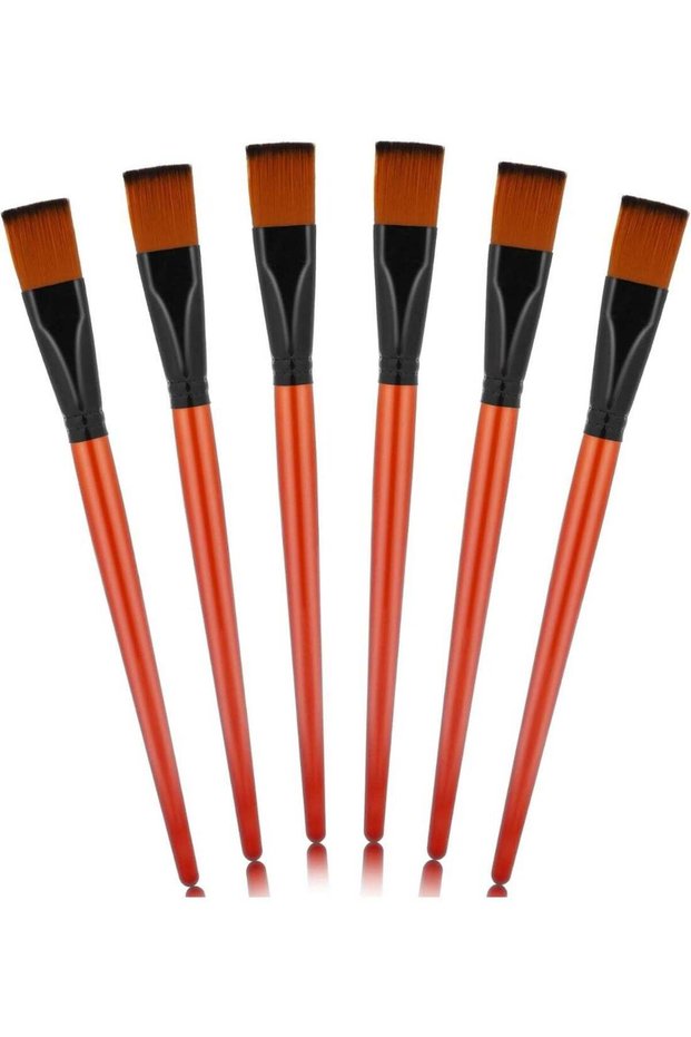 Flat Paint Brushes, Synthetic Nylon Craft Artist Brushes for Painting Oil Paint Brushes Synthetic