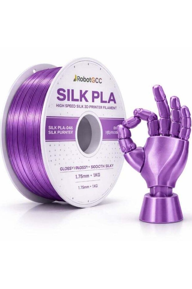 RobotGCC PLA Silk Purple 3D Printer Filament, 1.75mm 1KG, Royal Purple Glossy Silk Surface, Low-War
