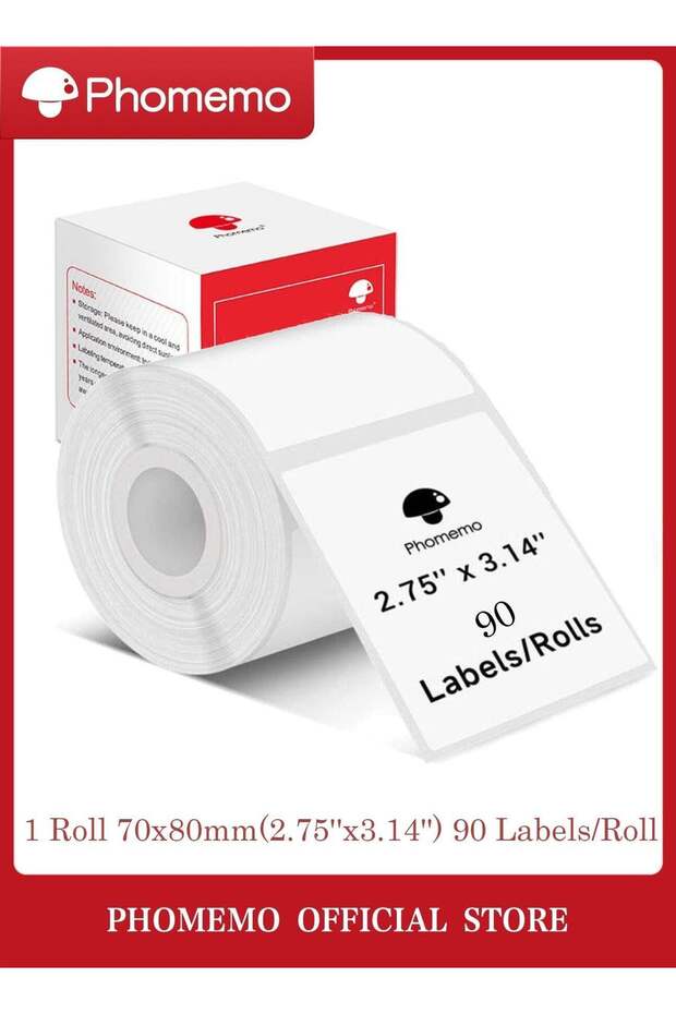 Multi-Purpose Square Self-Adhesive Label for M200/ M220/ M221 Label Printer, 70x80mm, 90 Labels/Rol