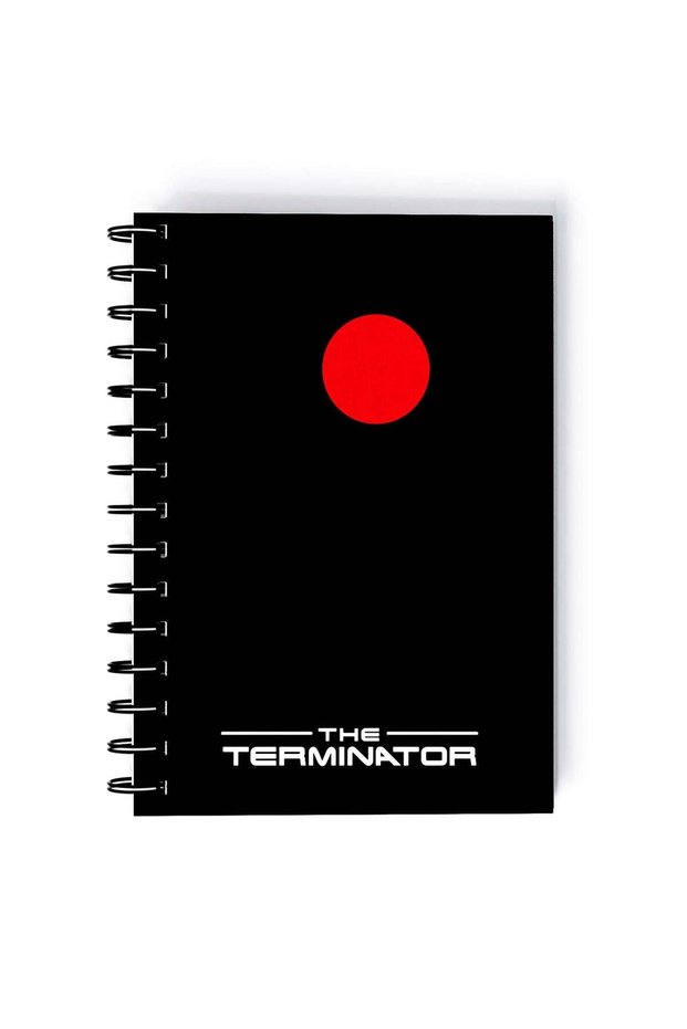 The Terminator Robot Skull Printed Spiral A5 Notebook Pink/Black/Blue