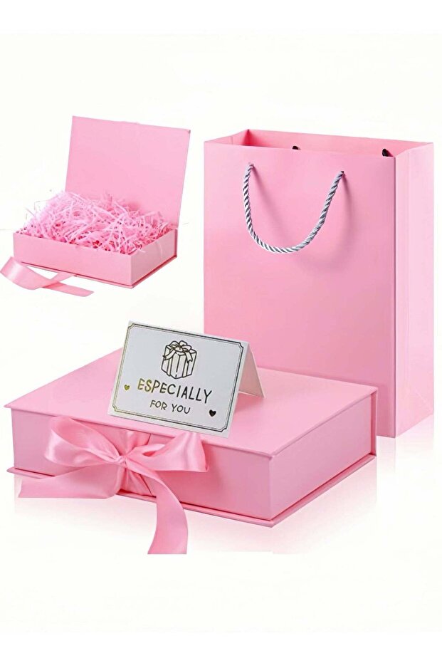 Luxury Magnetic Gift Box Pink Gift Box With Gift Bag 24x18.5x10cm Graduation Gift Large luxury Gift