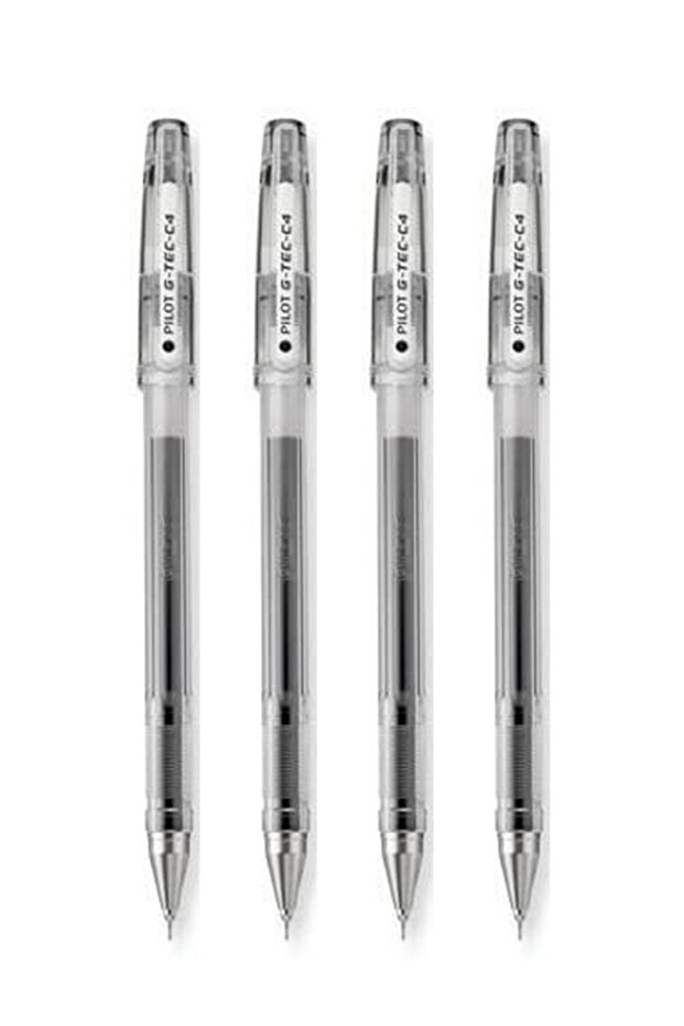 4-Piece G-Tec Ultra Fine Roller Pen 0.4mm Tip Black Ink