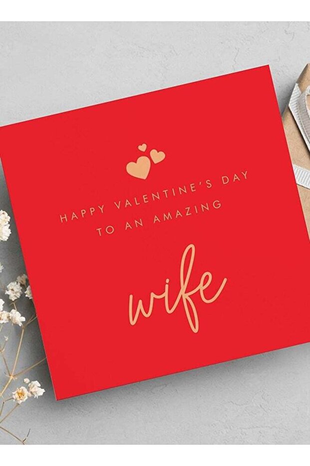 Red Valentine’s Day Card for Wife – Romantic & Heartfelt Greeting Card with Loving Message, Perfect