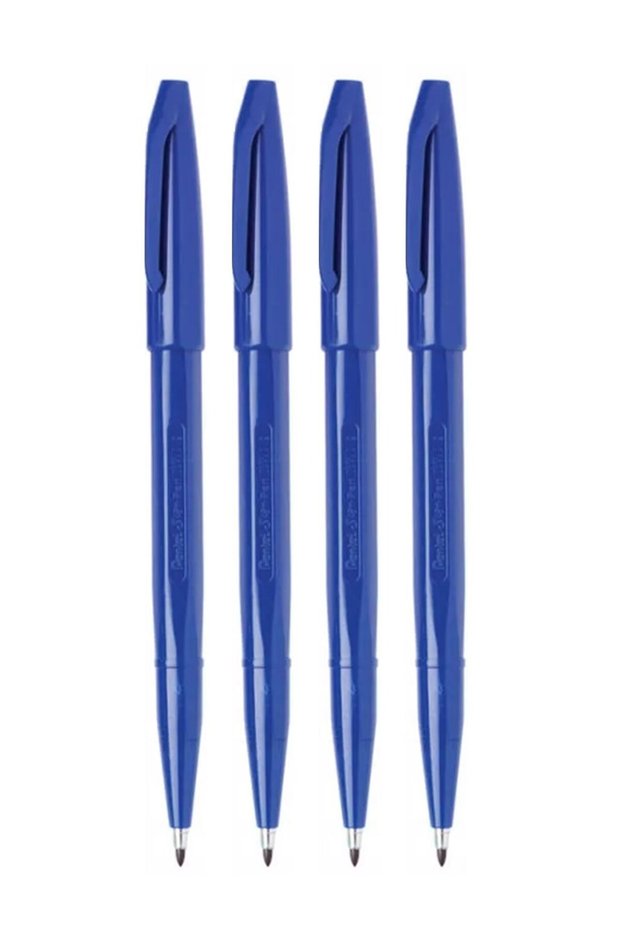 4-Piece Fibre Tip Sign Pen Blue Ink
