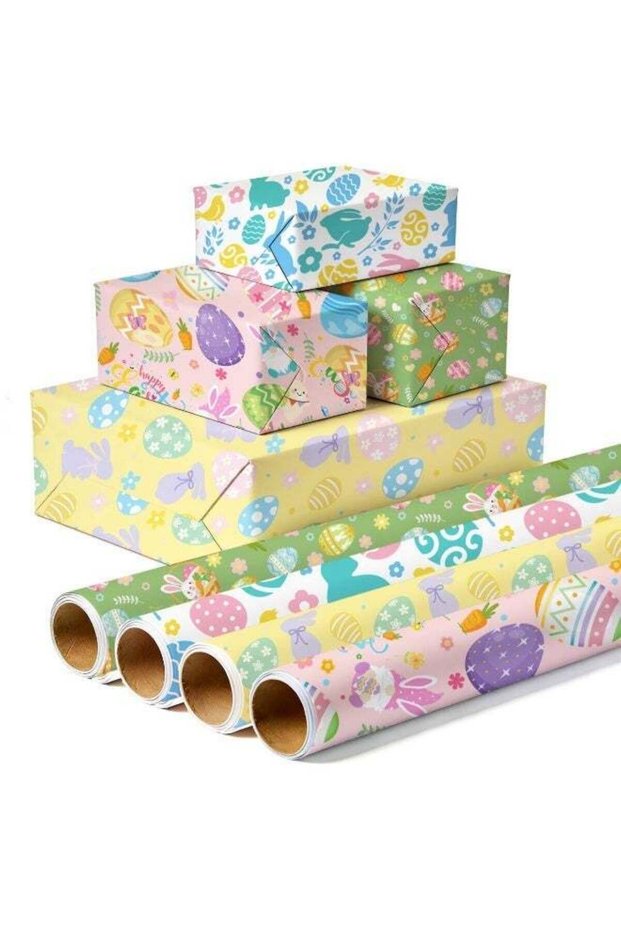 Easter Wrapping Paper, 4pcs Easter Gift Wrapping Paper Easter Bunny Gift Wrapping Paper Easter Wrap