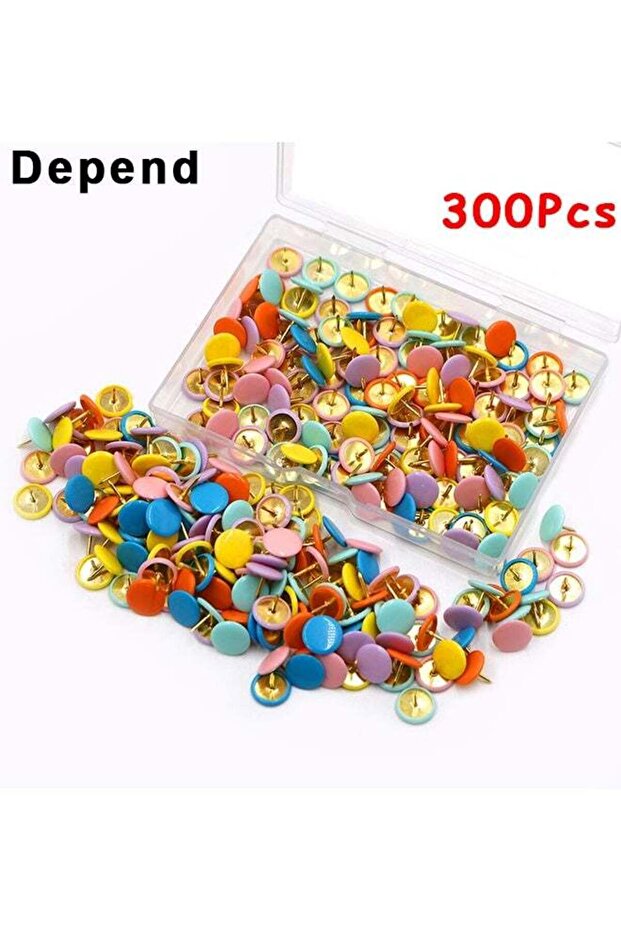 300 Counts Push Pins For Cork Board, Tacks Plastic Round Head Thumbtack, Flat Thumb Tacks For Poste