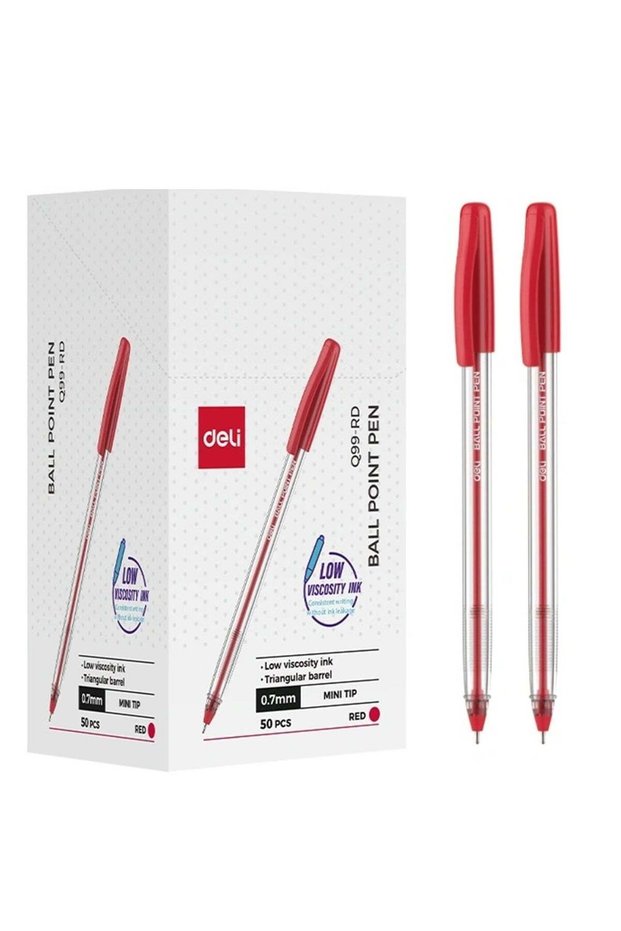 50-Piece Q99 Ballpoint Pen With 0.7mm Mini Tip Red Ink