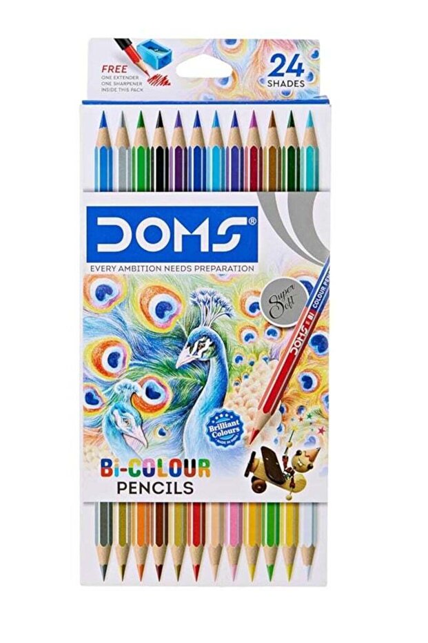 Doms Super Smooth Bi Colour Pencil- 24 Pencils Assorted