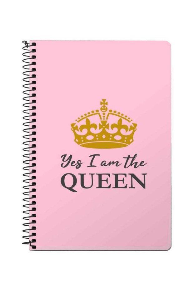 Yes I'm The Queen Printed A5 Spiral Bound Notebook Pink/Black/Gold
