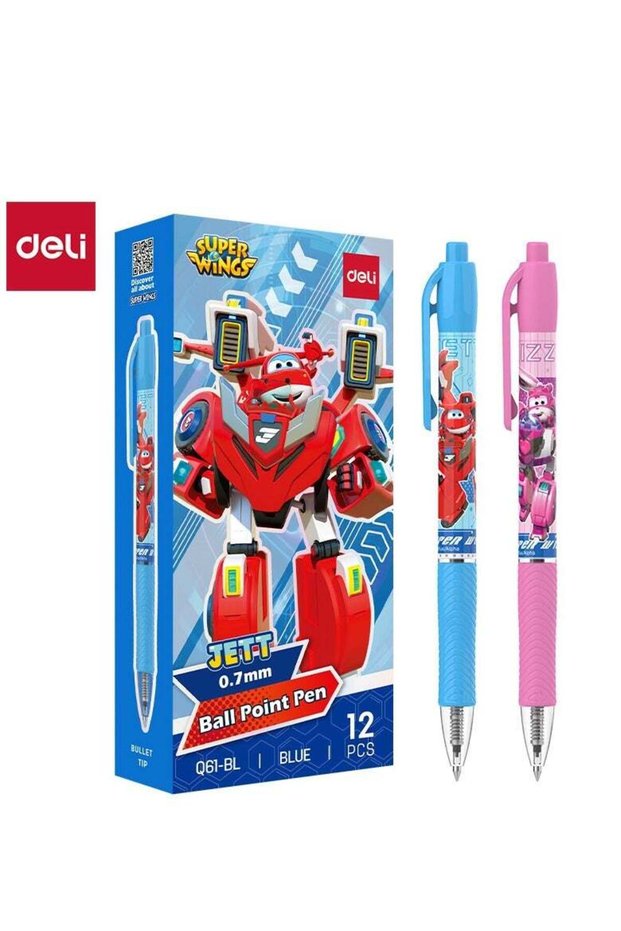 Deli EQ61-BL Ballpoint Pen 12 pcs / box – 0.7mm Fine Tip, Blue Ink, Soft Grip for Comfortable Writi