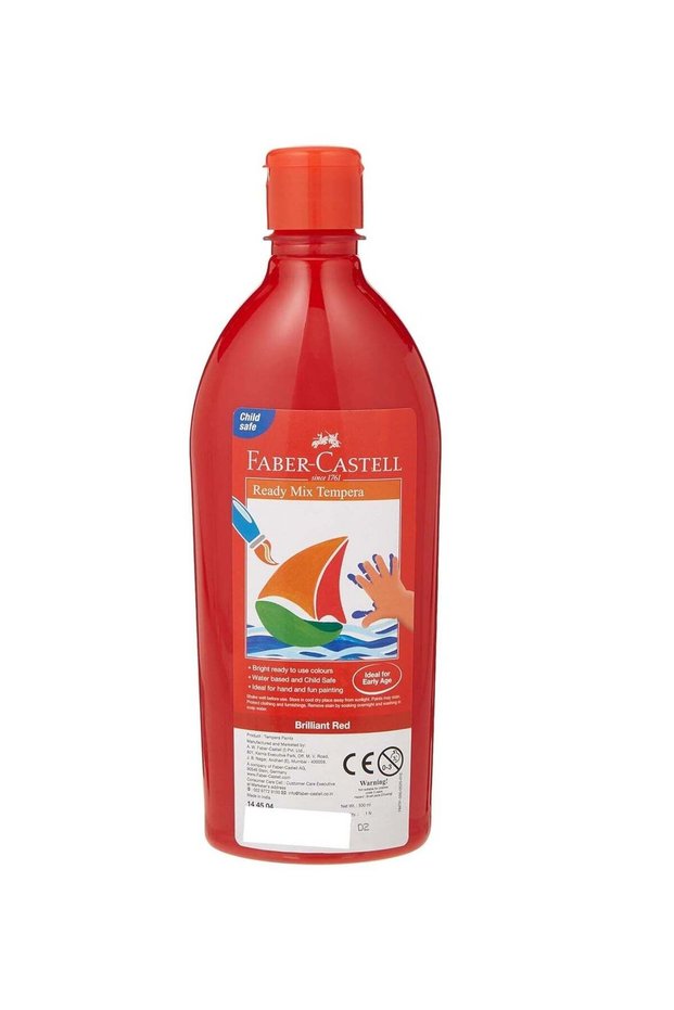 1-Piece Super Washable Ready Mix Temepra Paints 500ml Content Brilliant Red