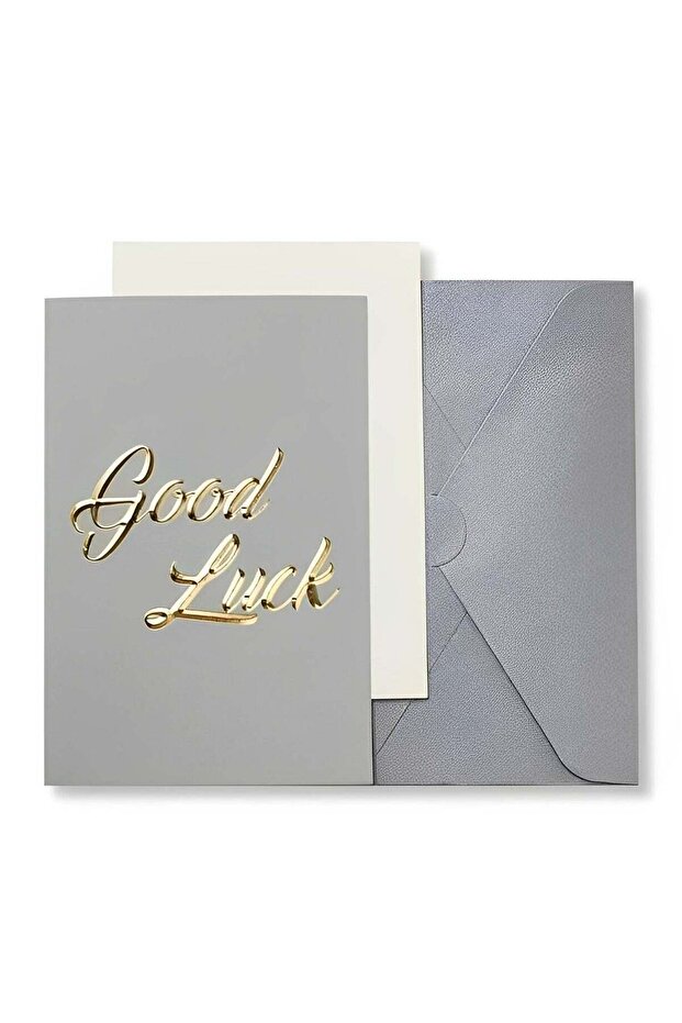 Premium Good Luck Card with Gold Embossing,Luxury Grey Good Luck to You Card With Envelope And Seal