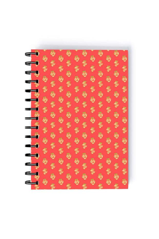 Spiral A5 Notebook Pattern Cute Fruits Strawberry Pink Aesthetics