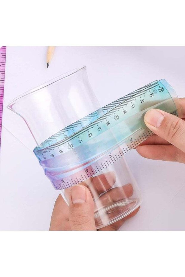 2 Pcs Flexible Ruler 30Cm/12Inch Dual Scale Bendable Pastel Clear Straight Shatterproof For Kids St
