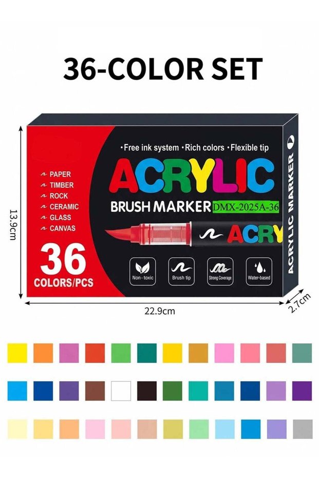 36 Piece Liquid Graphic Marker Pen, Brush Drawing Paints Pens extremely durable-- Soft Tip and Stro