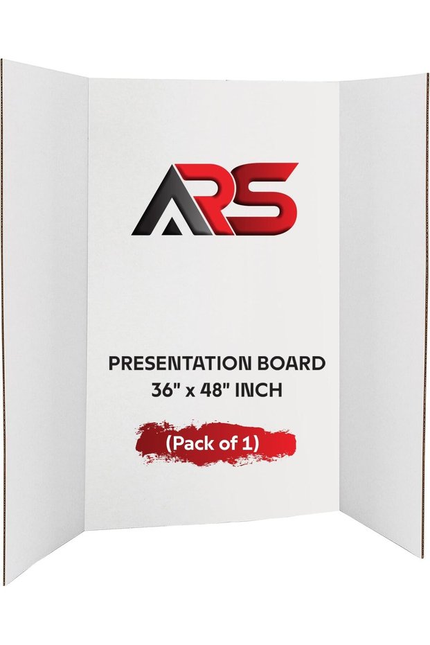 ARS® White Trifold Presentation Board 36" x 48" - Lightweight and Portable for Business Presentatio