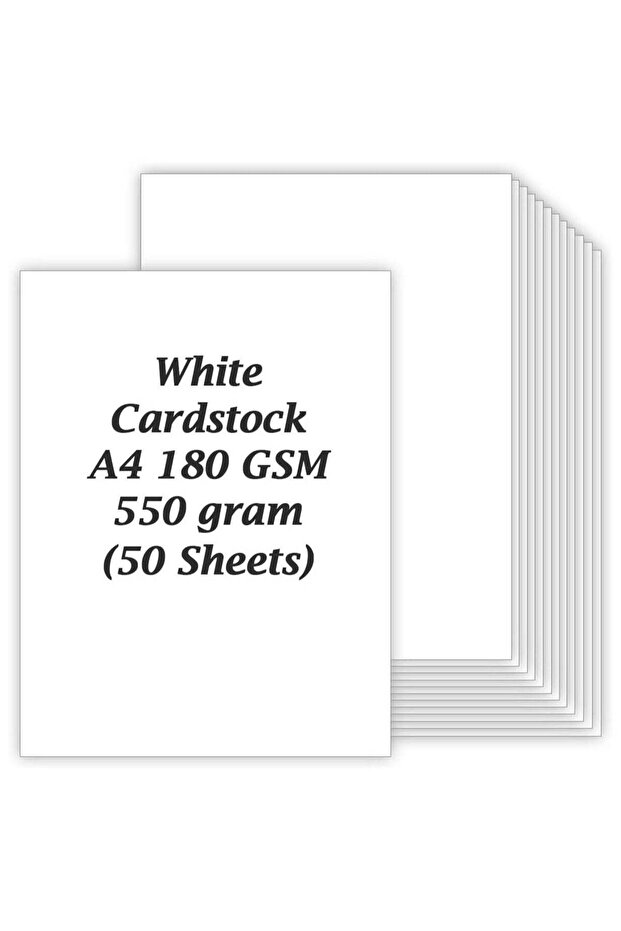 [Pack of 50] White Cardstock A4, 180 GSM Thick Paper Sheets, 550 Grams – Heavyweight Card Paper for