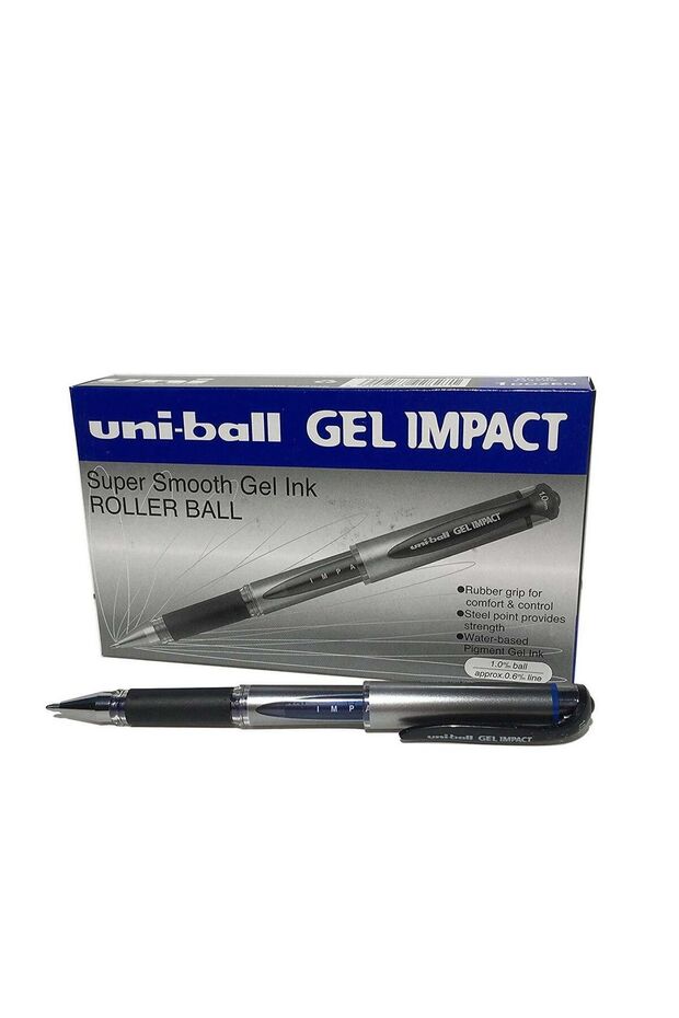 12-Piece Gel Impact Broad Gel Pen 1.0mm Tip Blue Ink