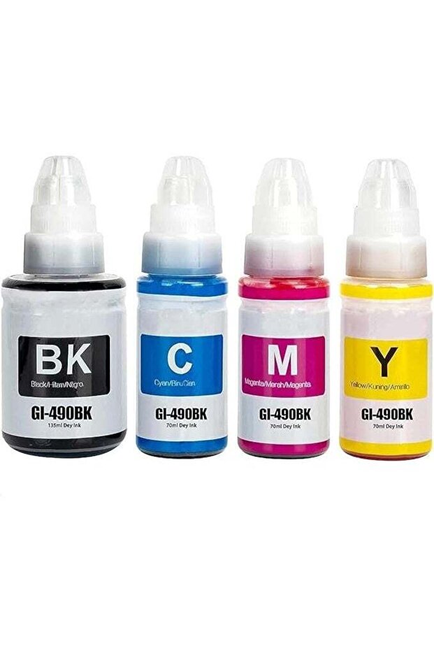 490 (4-Pack Black Cyan Magenta Yellow) Ink for GI 490 for PIXM G3400 G2400 G1400 G4400 G1411 G2411