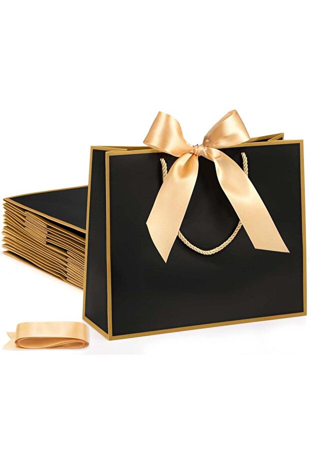 12 Pcs Thank You Gift Bags with Handle 12x10x4'' Welcome Elegant Gifts Bag with Bow Ribbon for Moth