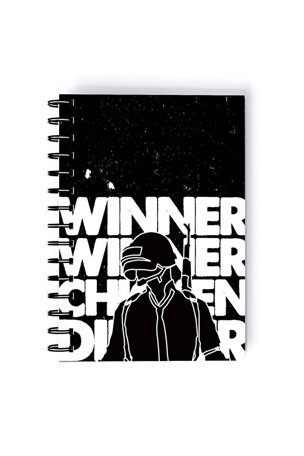 Spiral A5 Notebook PUBG Typography Winner Winner White