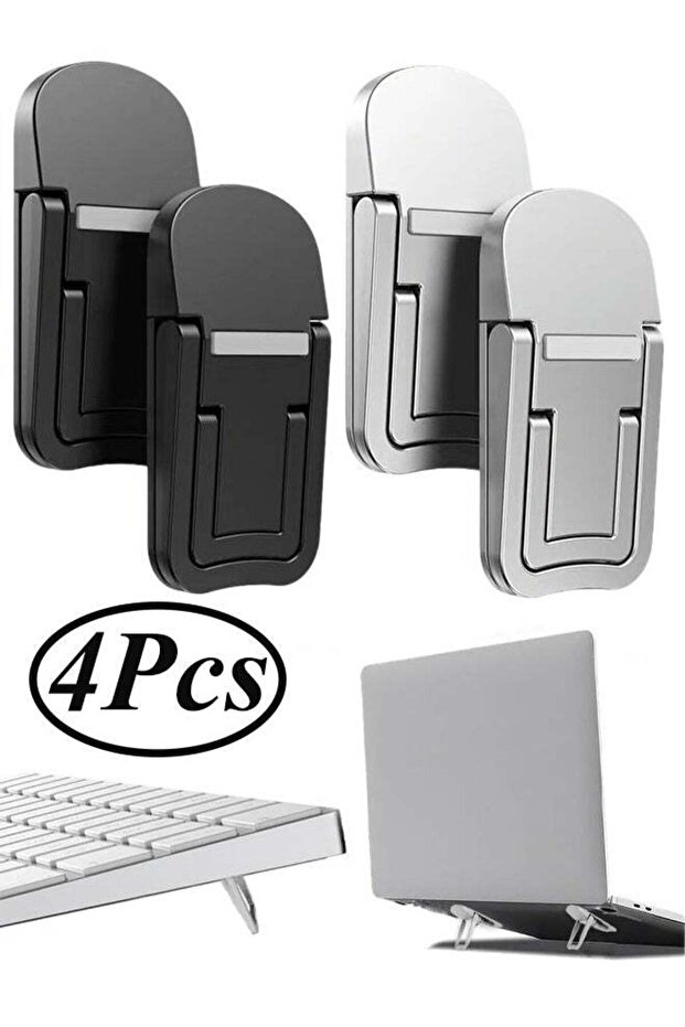 Mini Foldable Laptop Stand 4Pcs Self-Adhesive Portable Invisible Computer Keyboard Riser Adjustable