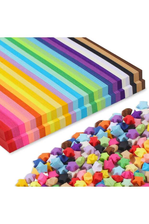 2060 Sheets Origami Star Paper Strips, 27 Color Double-Sided Folding Papers for DIY Crafts, Lucky S
