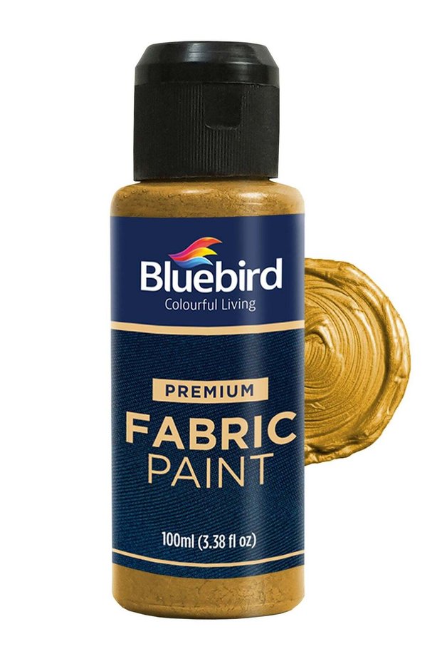 BLUEBIRD Fabric Paint, Royal Gold, 3.4 Fl Oz, Permanent Fabric Paints for Clothes, Furniture Uphols
