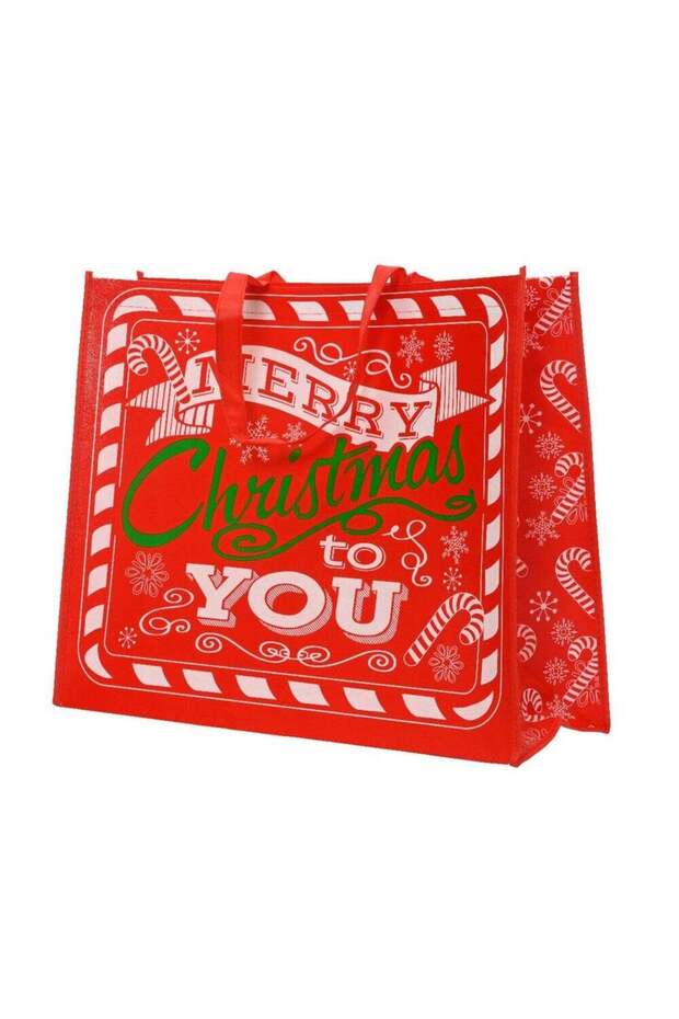 Kaemingk Gift Bag – Fabric, Red Jumbo, Christmas Holiday Packaging, Festive Xmas Present Wrap, Seas