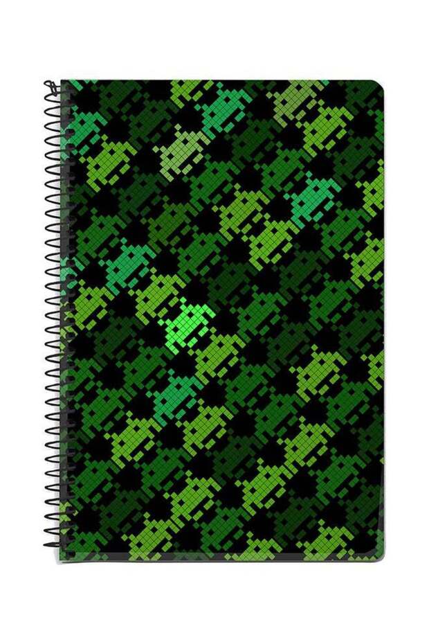 Invader Matrix A5 Spiral Notebook Green/Black
