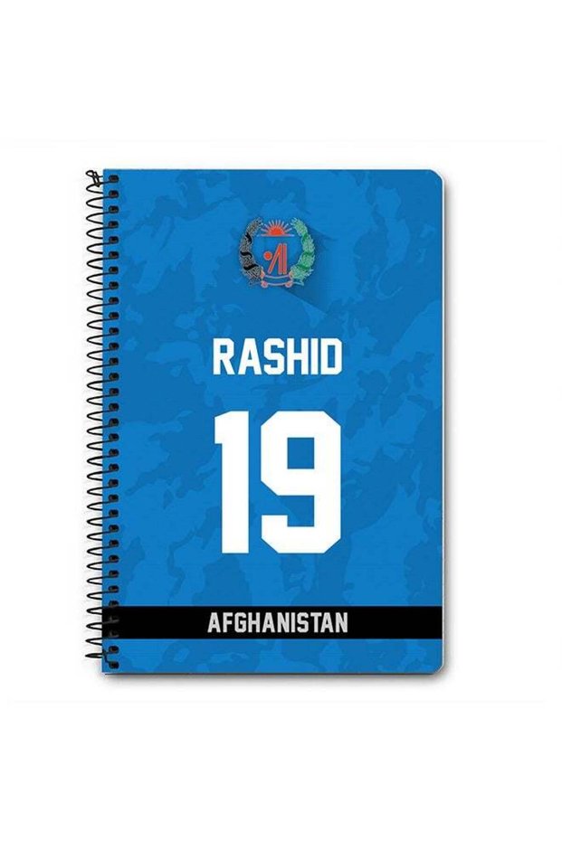 Designer A5 Spiral Notebook Memo Notepad Journal Player - Rashid Khan, Jersey Number -19 (With Logo