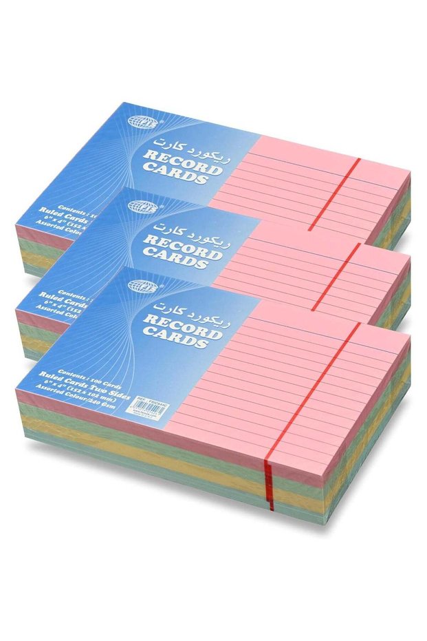 FIS® Ruled Record Cards or Index Cards, Size:6"x4" Inches (152x102mm), Two Sides Single Ruled, 240g