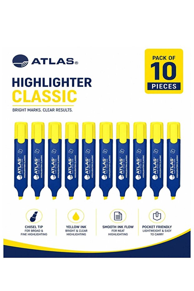 10-Piece Classic Highlighter Yellow Ink