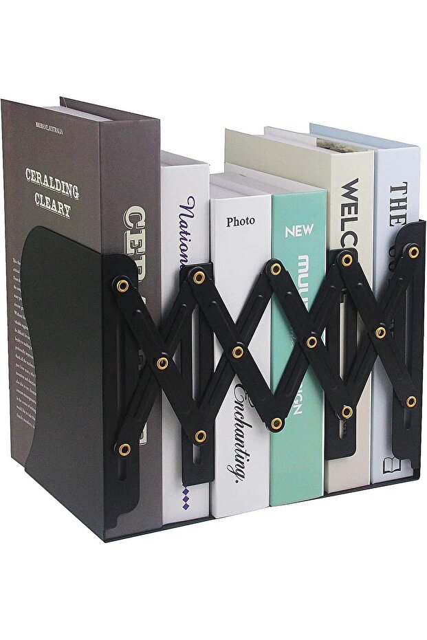 Adjustable Bookends, 19 inches 2 Dividers Heavy Duty Metal Book Holders, Bookend Supports, Nonskid