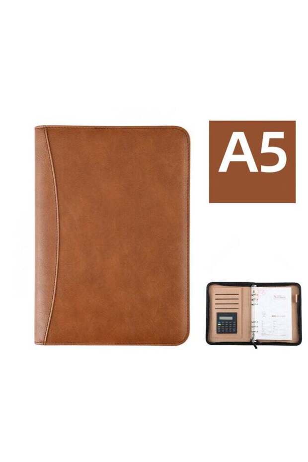 A5 Executive Conference Folder Business Notebook Zipped Organizer with Calculator Travel Portfolio